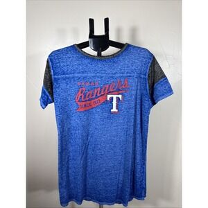 Ladies Texas Rangers Burnout T-Shirt Size Xl Blue Short Sleeve